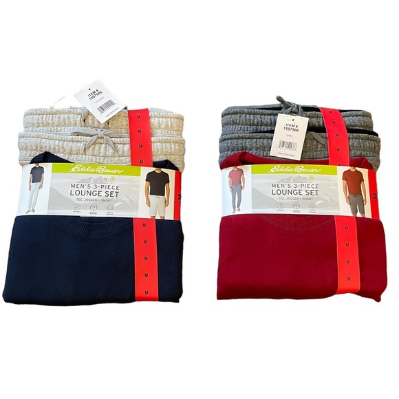 New Eddie Bauer men’s, 3-piece lounge set Tee, jogger-shorts sz med - Picture 1 of 4